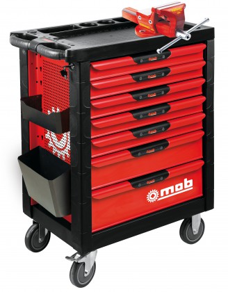 Proliner tool trolley with 7 drawers and vice