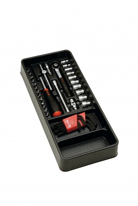 Unit with sockets and ratchet, 1/4'', 38 pieces