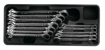 Unit of 12 ratcheting combination spanners