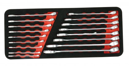 Foam insert unit with 17 combination spanners