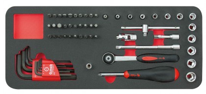 Foam unit of ratchets and sockets 1/4