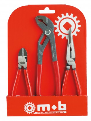 Set of pliers, 3 pieces, plastic handle